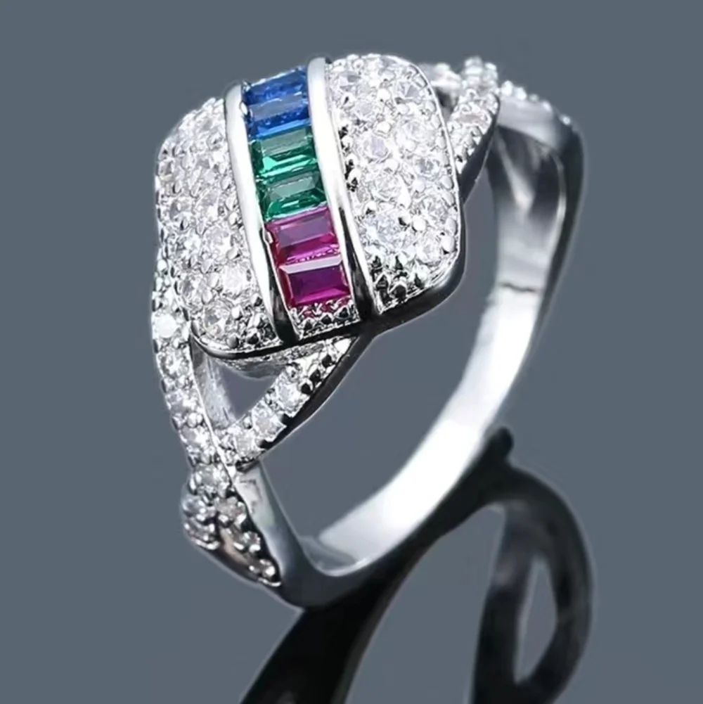 New stunning women's rainbow ring